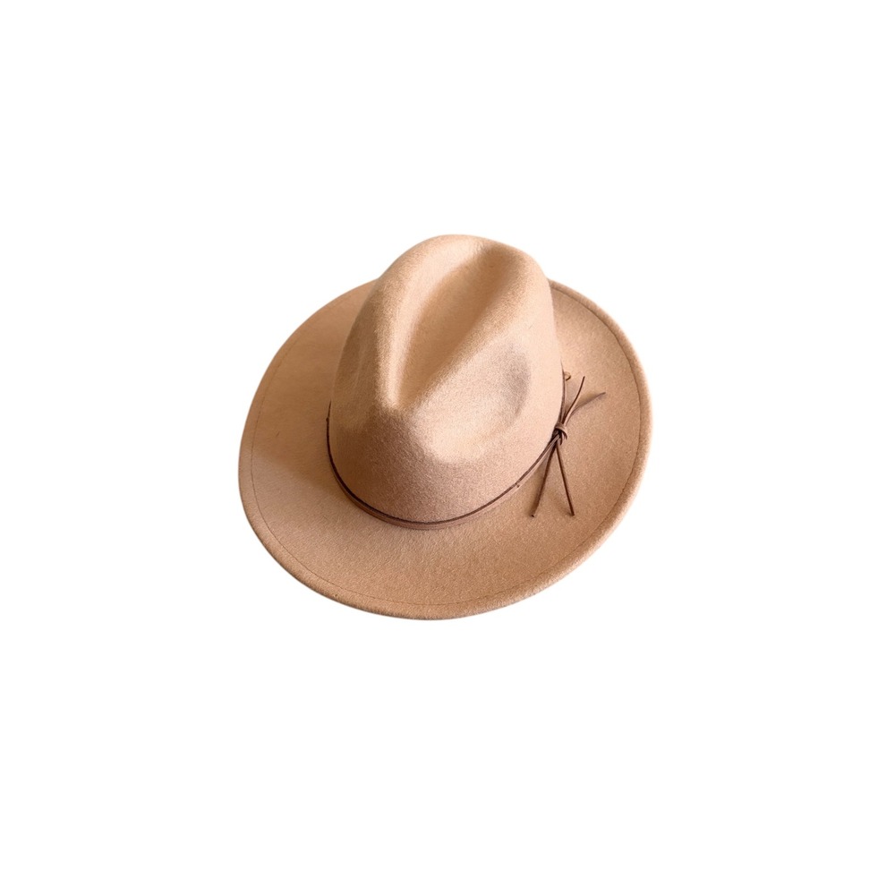 Cotton‎ On Kids Tan 100% Wool Fedora Wide Brim Hat with Tie Detail
